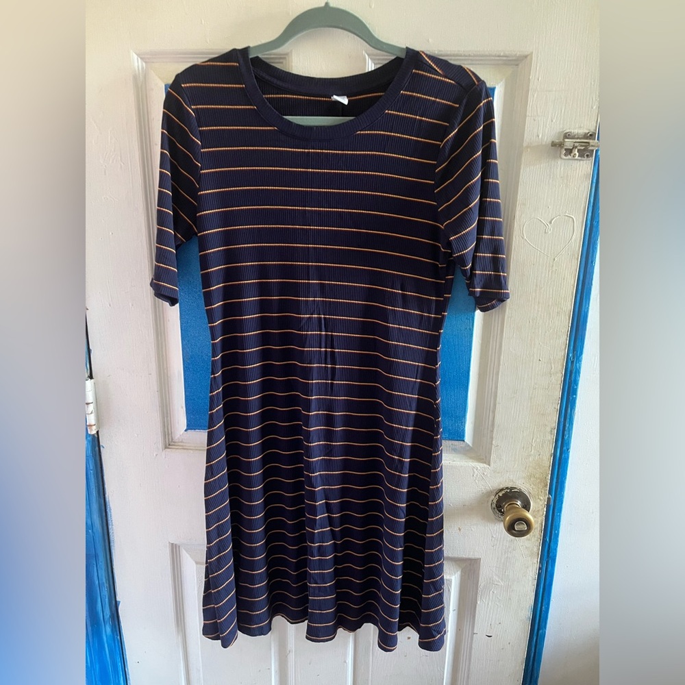 Striped Navy and Orange Dress - Large - Old Navy